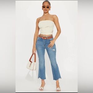 Stretch cropped jeans-light washed